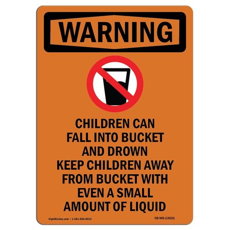 SIGNMISSION OSHA WARNING Sign, Children Can W/ Symbol, 5in X 3.5in Decal, 3.5" W, 5" L, Portrait OS-WS-D-35-V-13621